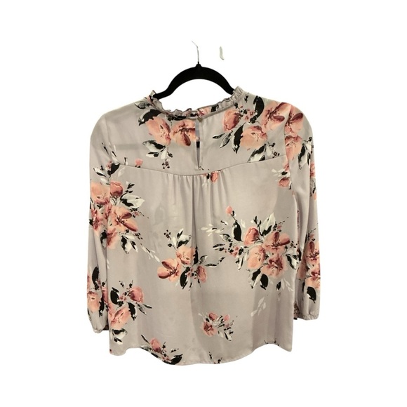 ELLE Women’s XS Floral Ruffle Neck Blouse Work Wear Office Brunch Top - Picture 7 of 8